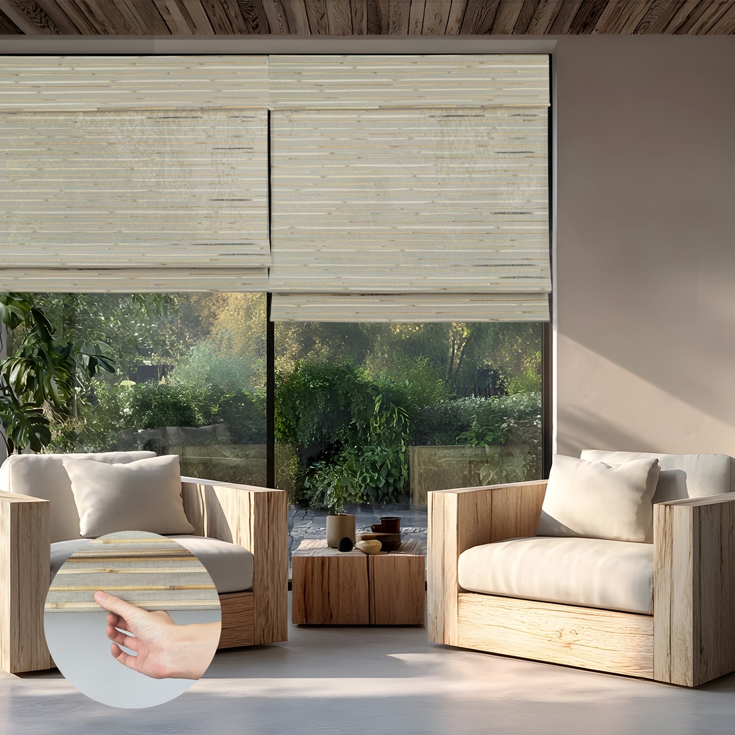 Blindify Free-stop Manual Bamboo Roman Shade