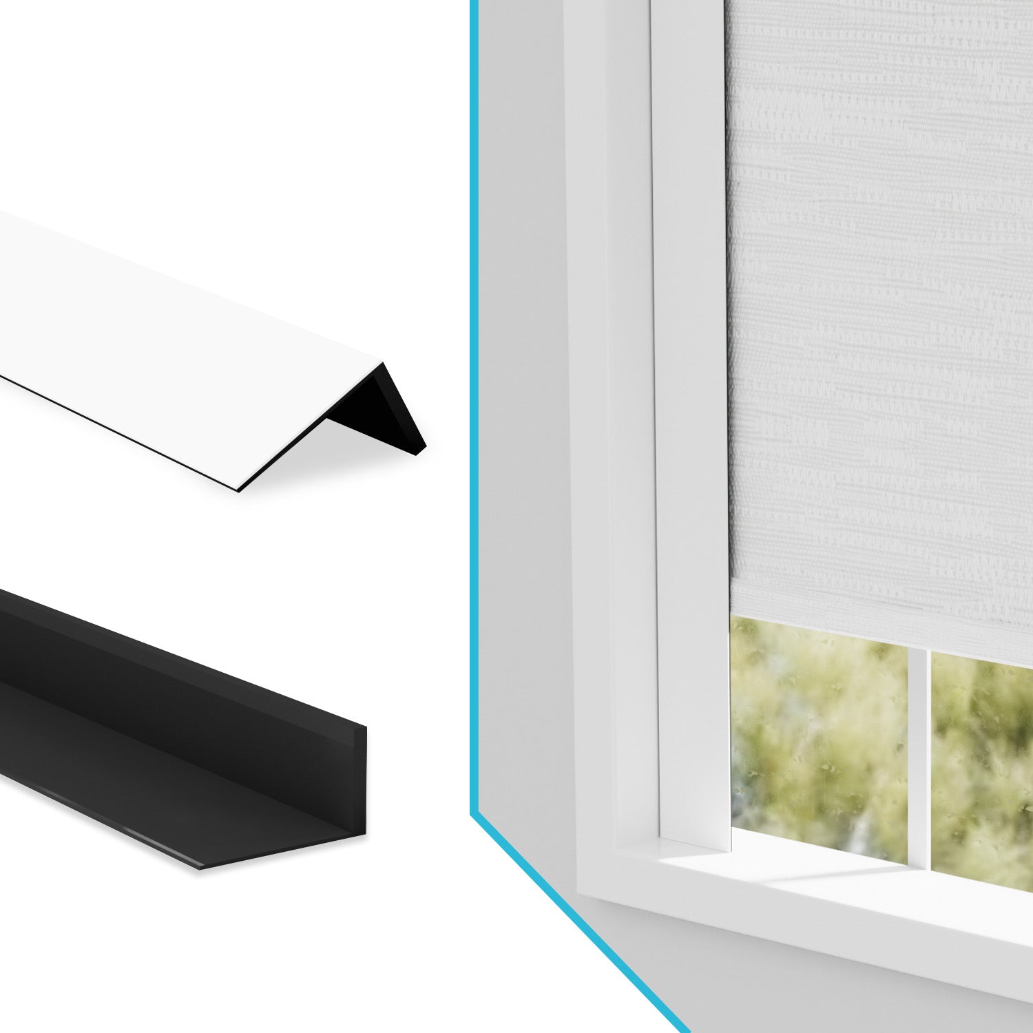 Blindify Light Blockers Blackout Side Tracks, PVC Blackout Side Strips for Window Shades and Blinds