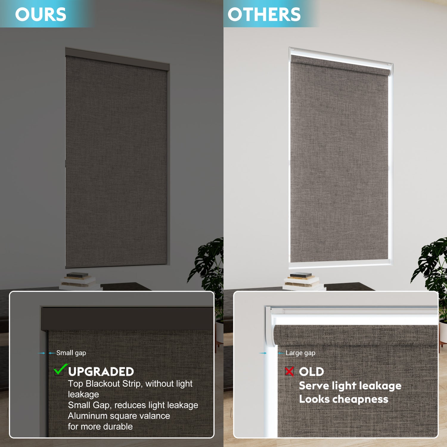 Blindify Manual Free-stop Blackout Roller Shades