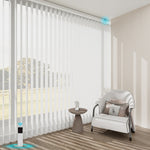 Blindify Motorized Rechargeable Battery Sheer Vertical Blinds Drapes Work with Remote