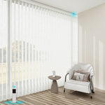 Blindify Motorized Sheer Vertical Blinds Smart Large Window Blinds Work with Rechargeable Battery Remote
