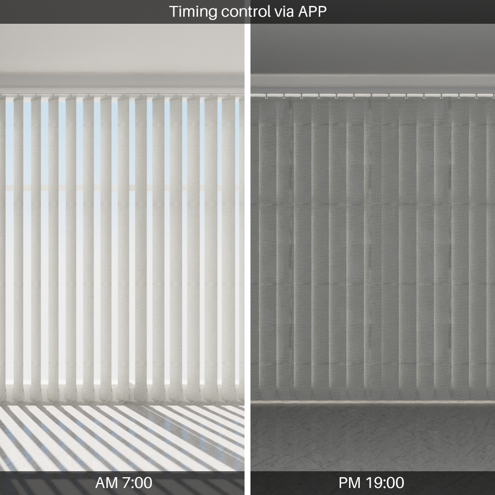 Blindify Motorized Plug-in AC power Vertical Blinds Work with App, Alexa(New Series)