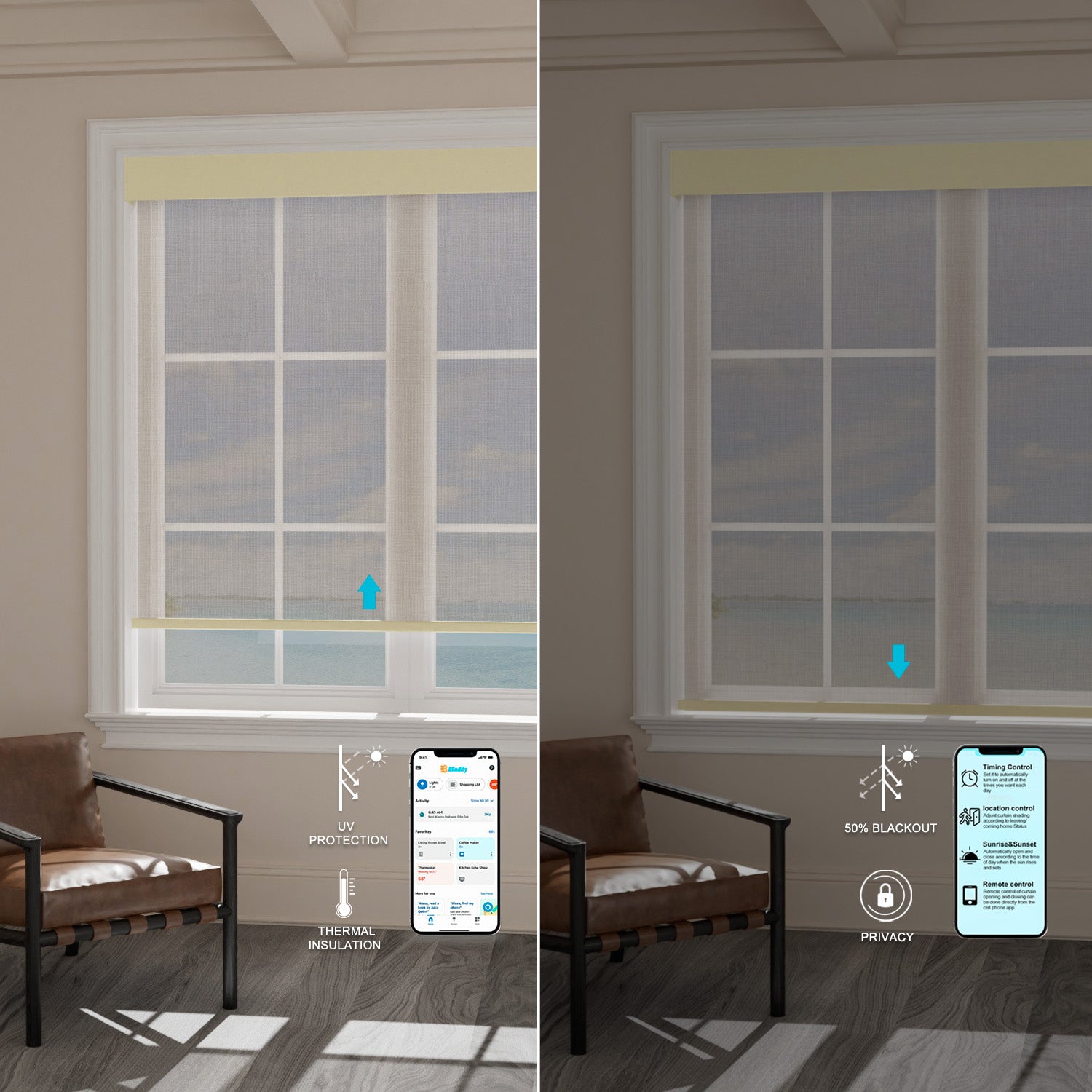 Blindify Motorized Light Filtering Shades