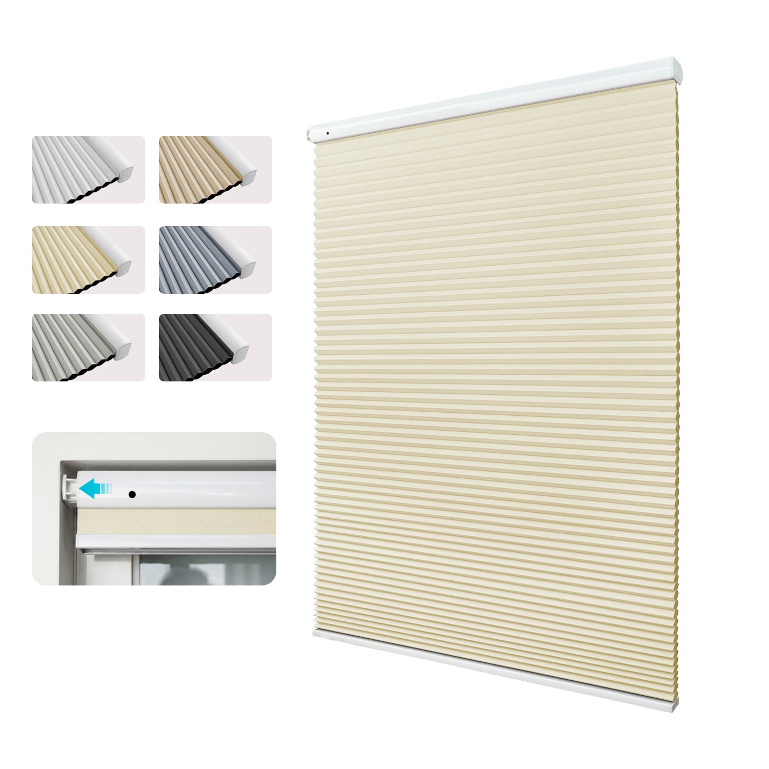 Blindify Free-Stop Manual Cordless Cellular Shades No Drill