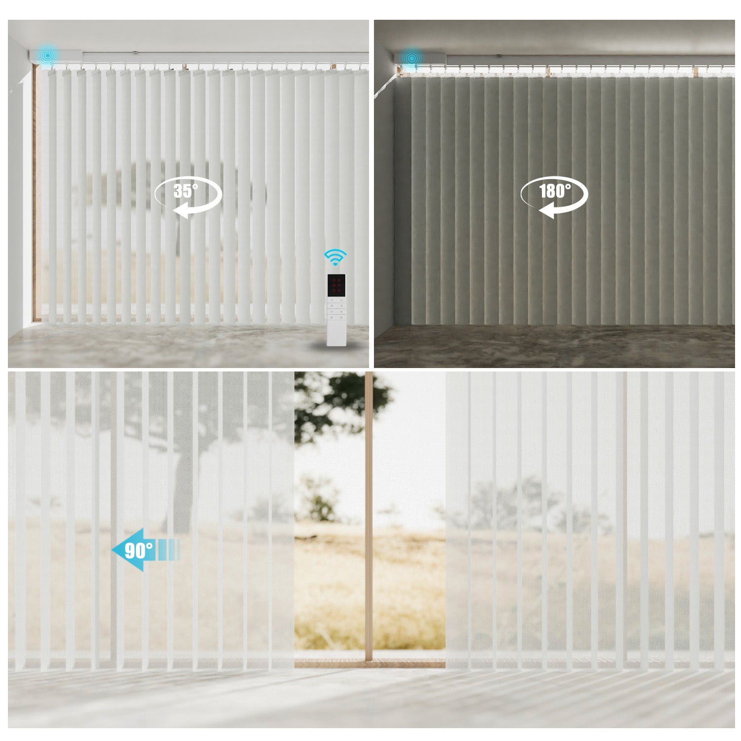 Blindify Motorized Rechargeable Battery Sheer Vertical Blinds Drapes Work with Remote(New Series)