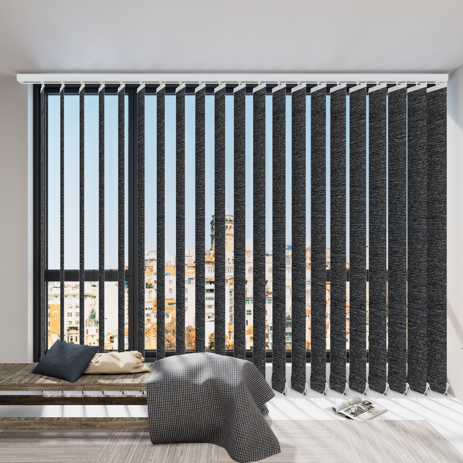 Blindify Motorized Rechargeable Battery Vertical Blinds Work with Remote