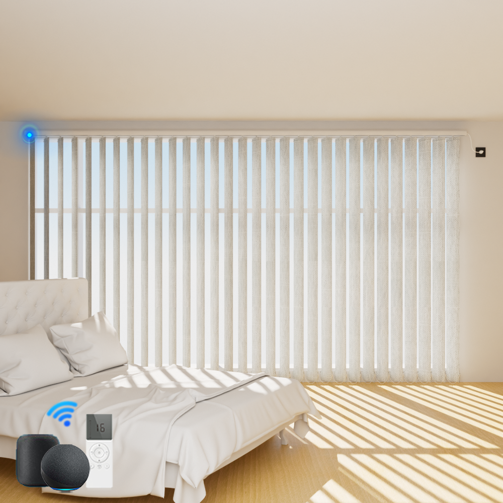 Blindify Motorized Plug-in AC power Vertical Blinds Work with App, Alexa