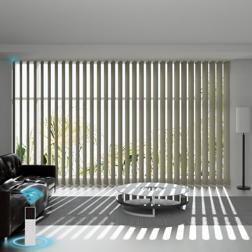 Blindify Motorized Rechargeable Battery Vertical Blinds Work with Remote(New Series)