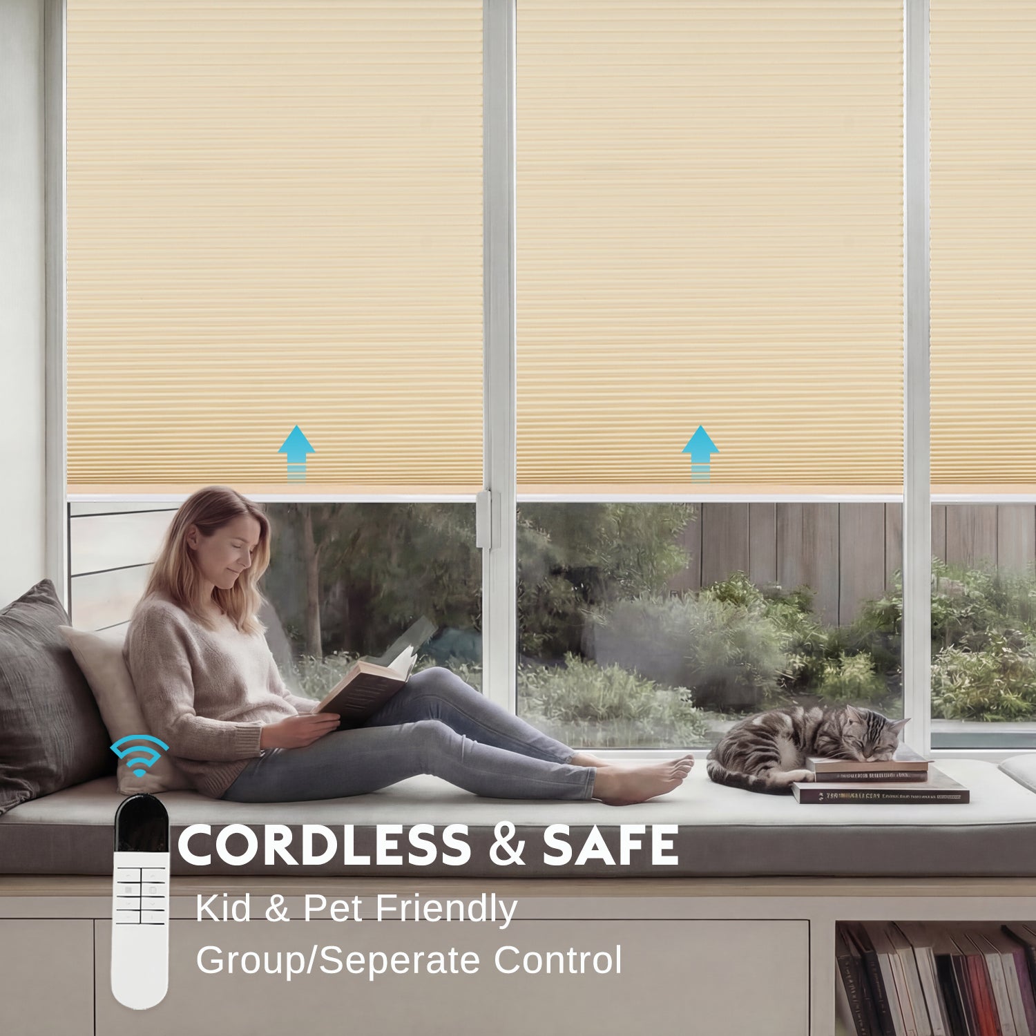 No-Drill  Motorized Day Night Cellular Shades