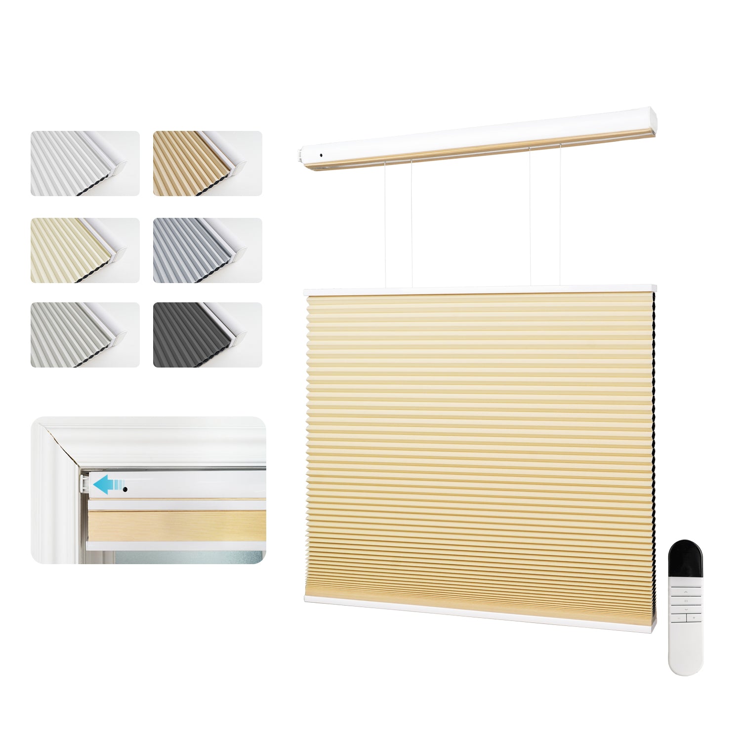 No-Drill  Motorized Cellular Shades ——Top Down Bottom Up (TDBU)