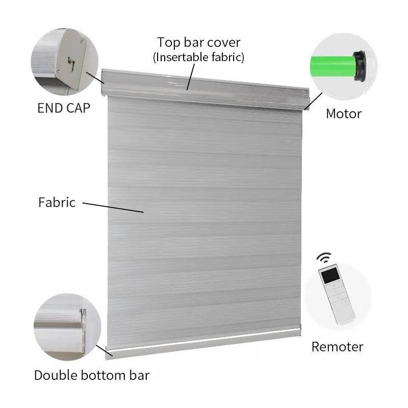 Blindify Motorized Zebra Shades With or No Fabric Insert Valance(CB-12)